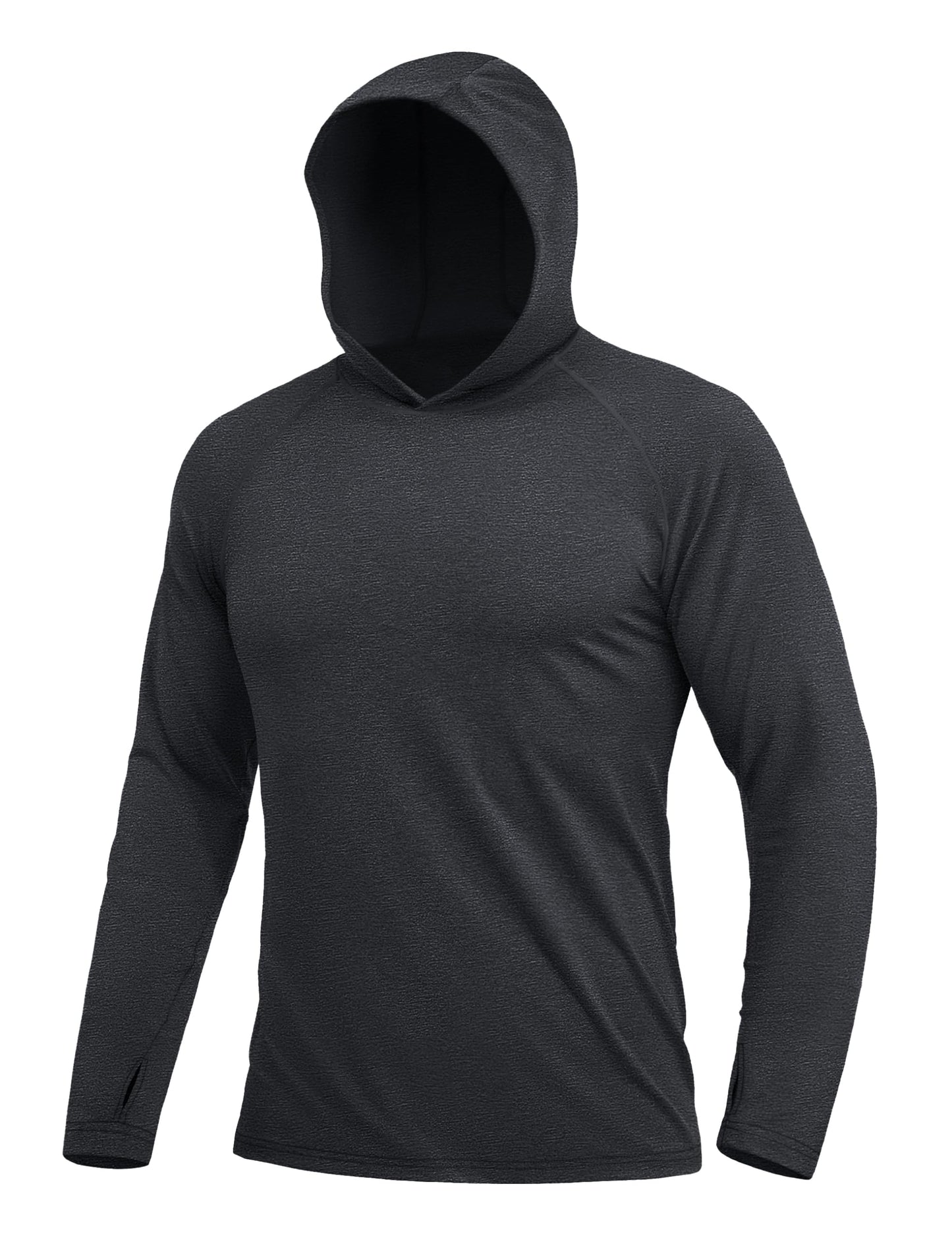 MAGCOMSEN Mens Uv Protection Shirts Long Sleeve with Hood Athletic Running Shirts Workout Sun Shirts UPF 50+ Fishing Shirts Quick Dry Hiking Outdoor Shirts Black L