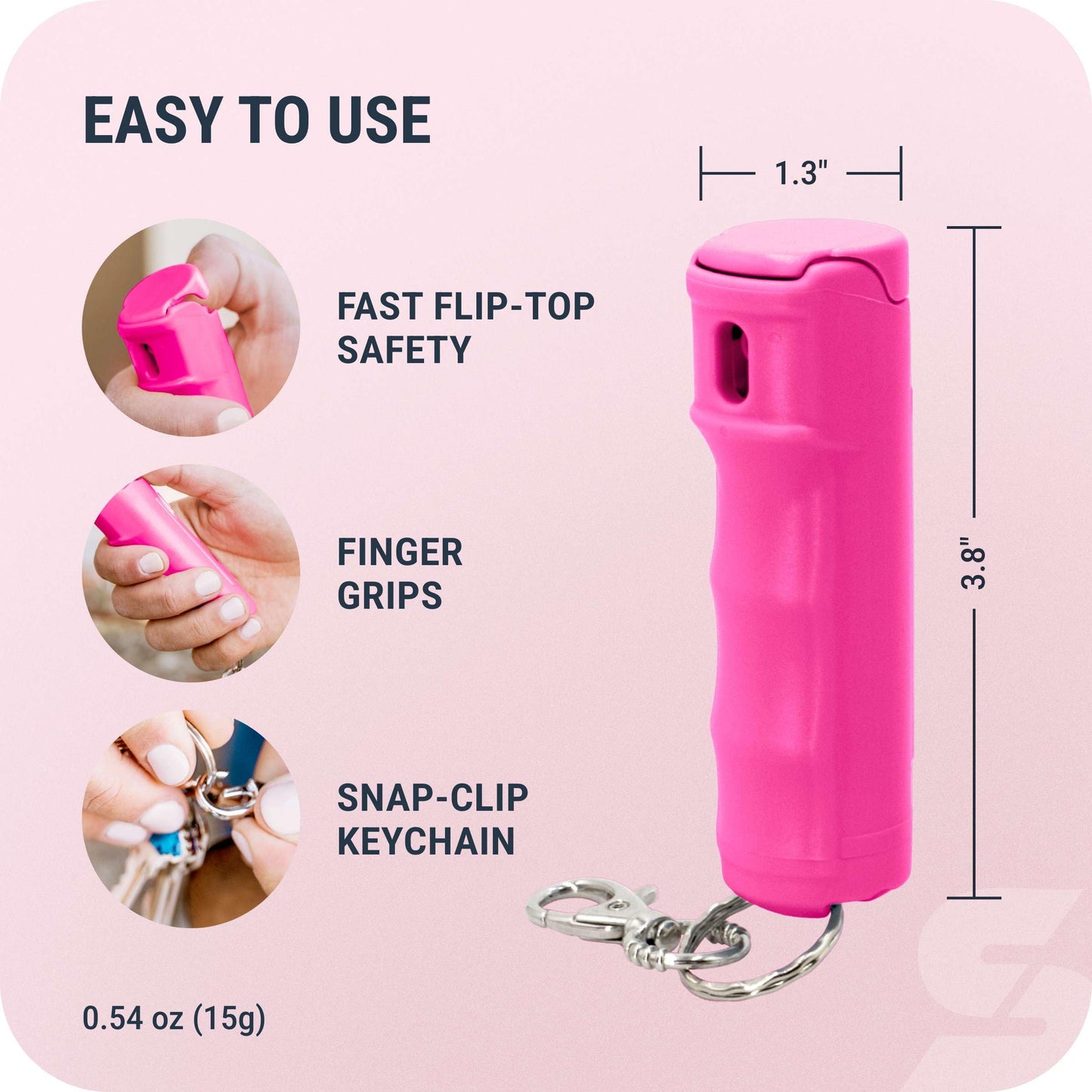 SABRE Pepper Gel Spray with Fast Flip Top Safety & Snap‑Clip Keychain for Self Defense - Max Strength with UV Dye, Finger Grip, Reduces Wind Blowback,10-Sec Spray,14ft Range, Made in USA, 0.54 fl oz