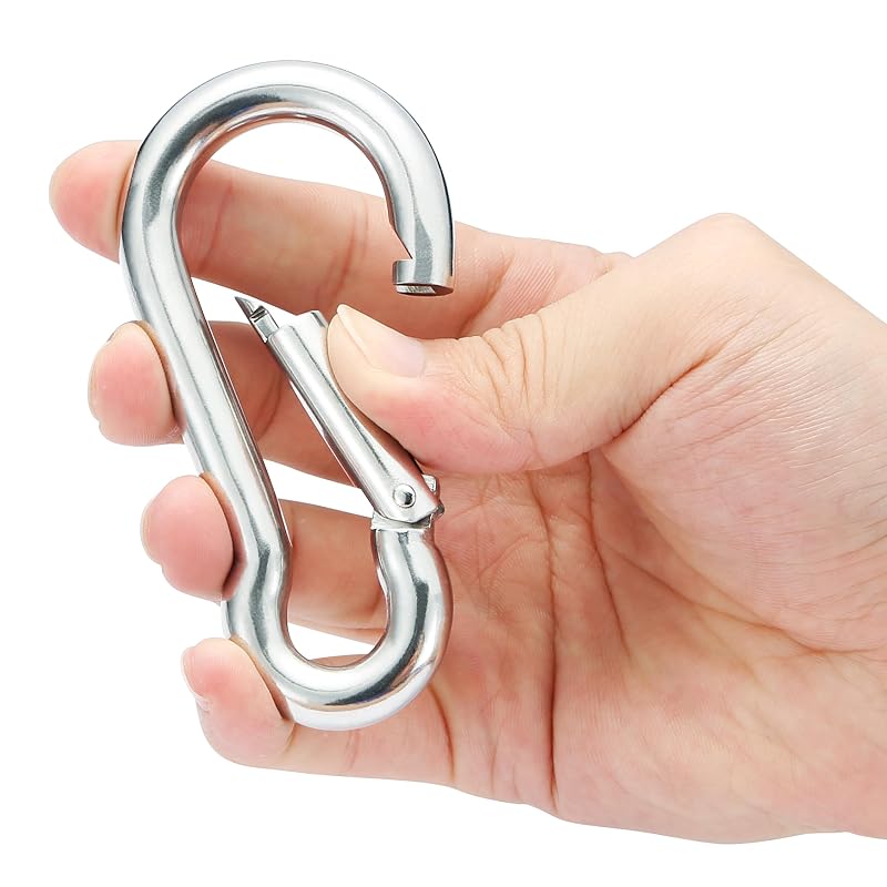 4Inch Marine-Grade 316 Stainless Steel Carabiner Clip | Heavy-Duty Snap Hook Set of 5