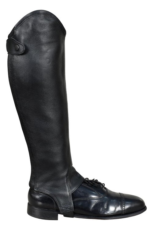 euro fizz Half Chap Gaiter Extra Grip Non Slip Full Grain Cow Takey Leather.Accurate Size Chart in Images.Accurate Size Chart in Images. (Black, Large)