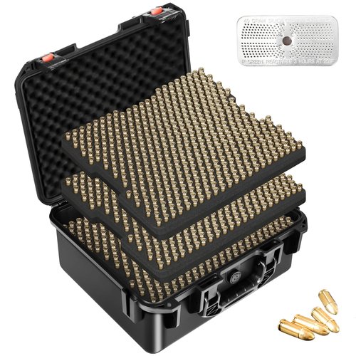 9mm Ammo Box Storage Case: Waterproof Ammo Case Organizer, Durable Ammunition Carrying Boxes for 9mm Luger, 9x19mm, .380ACP, .45, .22LR, .223, 5.56 Ammo Boxes for Can for Pistol Gun & Handgun Ammos