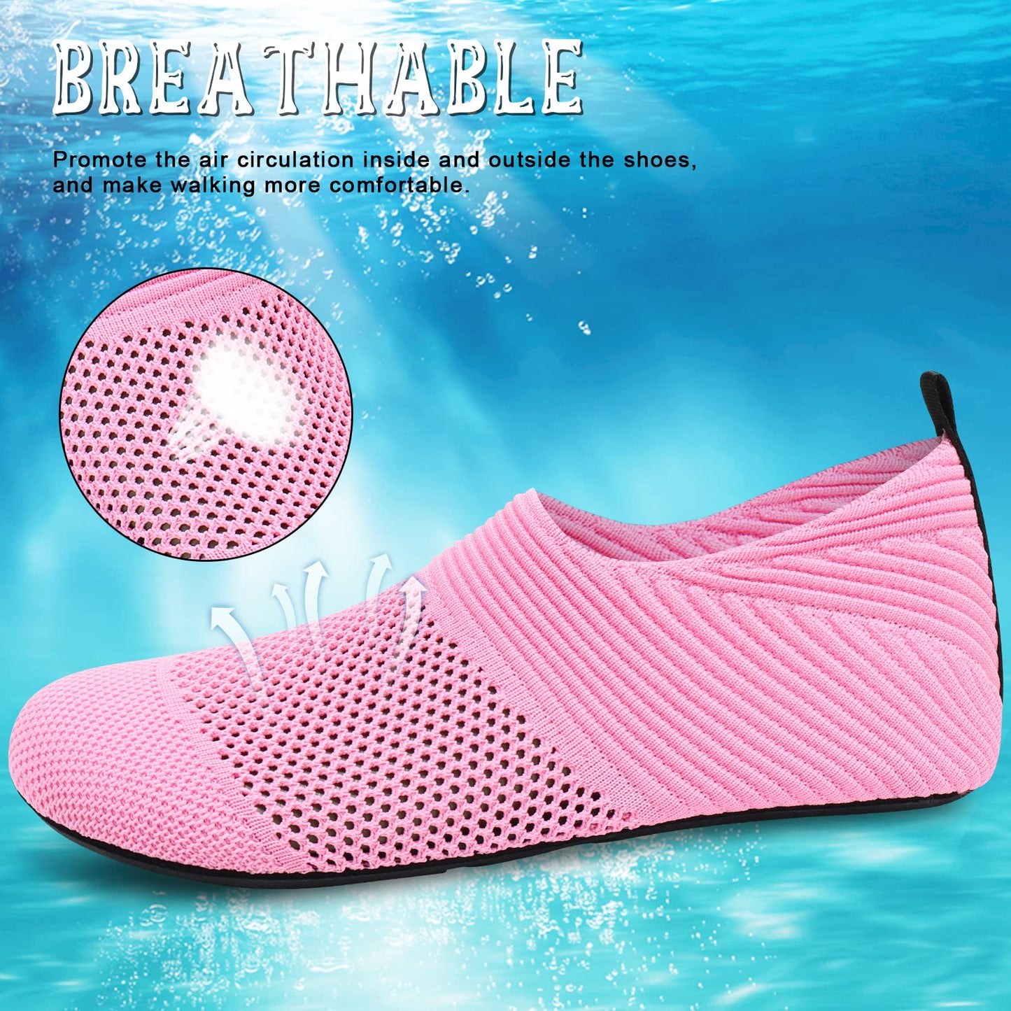 ANLUKE Barefoot Quick-Dry Water Sports Shoes Aqua Socks for Swim Beach Pool Surf Yoga for Women Men (42/43, KPink)