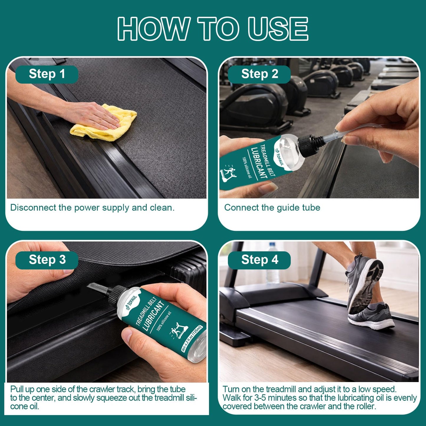 1DFAUL Treadmill Lubricant for Belt, 250ml Silicone Treadmill Oil Belt Lubricant High Temperature Resistance, Reduces Friction, Noise & Wear, Suitable for Various Treadmills Models