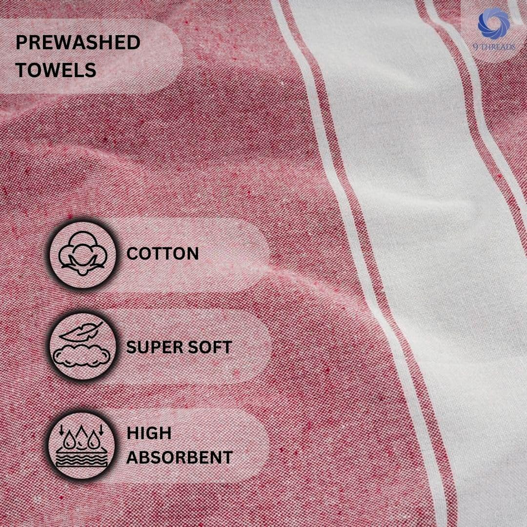 9Threads Cotton Turkish Beach Towel with Towels Oversized 36"x72" Pool Absorbent Extra Large Quick Dry Sand Travel Towel (Tomato Red, 2 Pack)