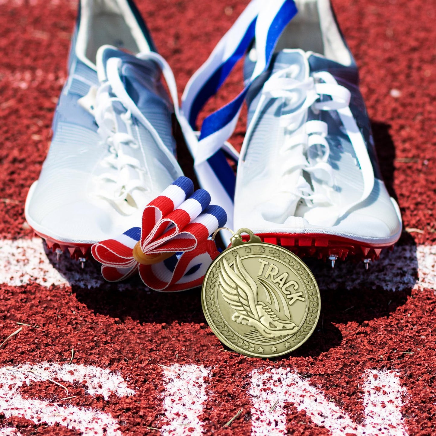 Ferreve 48/96 Pcs Sports Award Medals Bulk with Neck Ribbons Champ Winner Medal Sports Day Favors Prizes for Team Competitions Tournaments Match Party(48pcs,Track and Field)