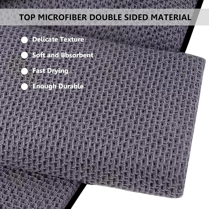 Variation: Black Grey Red - 3 Pack Large Golf Towels 16x24 Microfiber Waffle Towels with Carabiner Clip