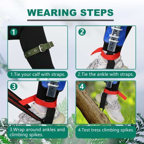 Seprochoo Tree Climbing Gear Climbing Spikes Climbing Gear and Equipment Palm Tree Climbing Harnesses for Logging Hunting Observation Fruit Picking Espuelas Para Subir Arboles (Regular Foot Set)