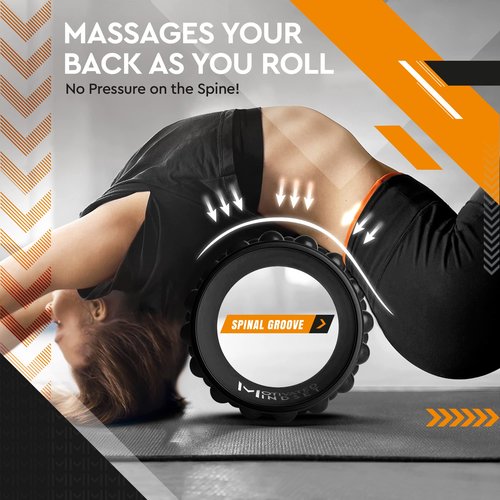 Motivated Mindset Massage Wheel Great for Back Pain | Stretching and Improving Yoga Poses Myofascial Release | Deep Tissue Massage Yoga Wheel | Yoga Balance Accessory for Beginners (11-inch x 7-inch)