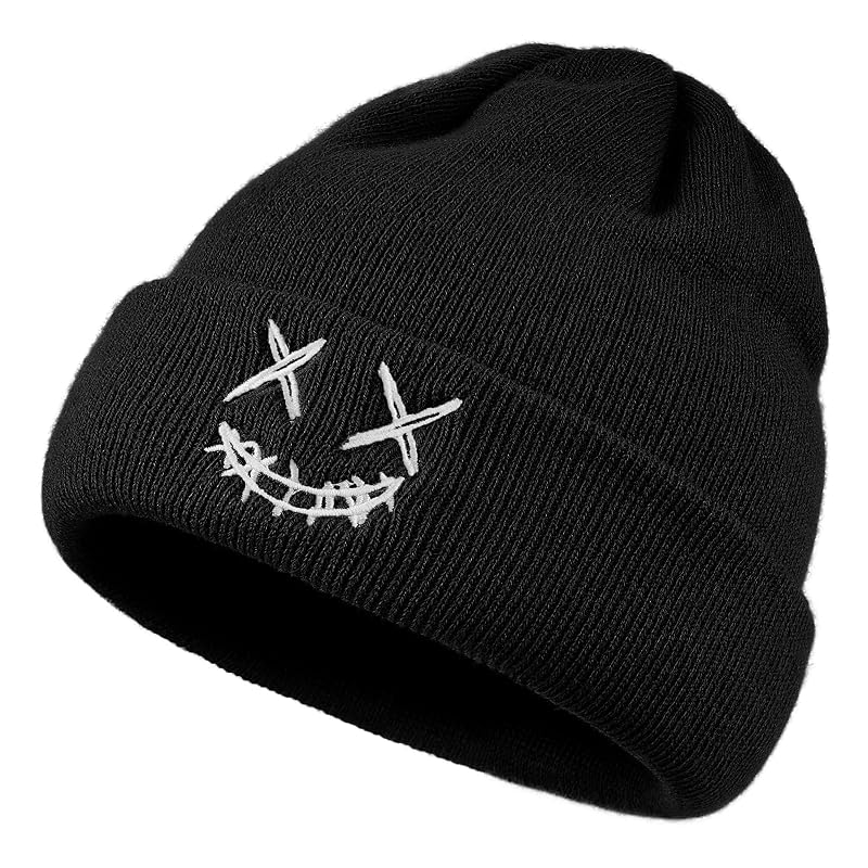 Devil Smile Beanie Hat for Men - Croogo Black One Size Kh26 Variation