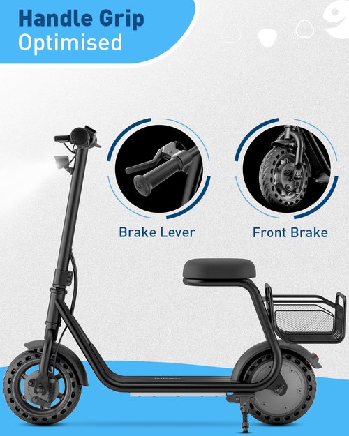 Hiboy Q2 Lite Electric Scooter with Seat for Kids, 3-Speed Adjustable, UL Certified, Up to 9.3 MPH, Neon Lights, 5-Mile Range, Kids Electric Scooter for Ages 4-10 Black