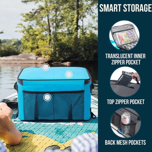 Paddle Board Cooler Bag, Sup Cooler, Kayak Cooler Fits 30 Cans, Standup Coolers with 4 Pockets, Deck Cooler Bag for Paddleboard, Paddle Board Accessories with Phone Pouch