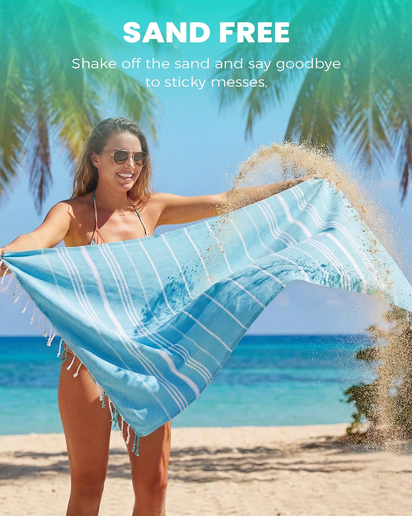 2 Packs Turkish Beach Towels Quick Dry Sand Free Soft Absorbent Adult Oversized Bath Pool Swim Towel Lightweight Thin Fast Drying Over The Lounge Chair Towel Sand Repellent Anti Vacation Essentials