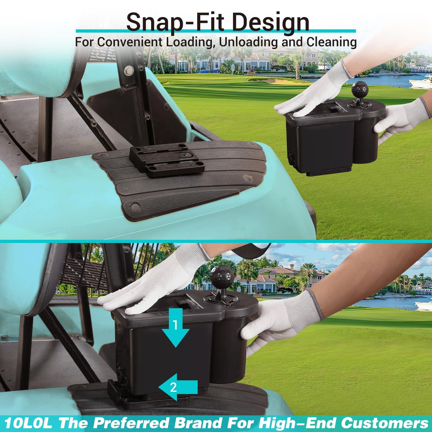 10L0L Golf Cart Ball Washer and Club Head Cleaner Kit Detachable Golf Club Head and Ball Washer Golf Cleaner for EZGO Club Car Yamaha