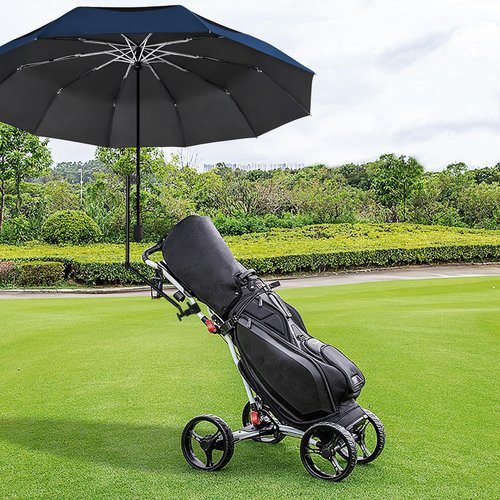 HOBVO UPF 50+ Golf Umbrella with Adjustable Universal Clamp Portable Umbrellas for Rain, Manual Open & Close, for Beach Chair, Golf Cart, Stroller, Bleacher, Patio (Bavy Blue, 43.3")