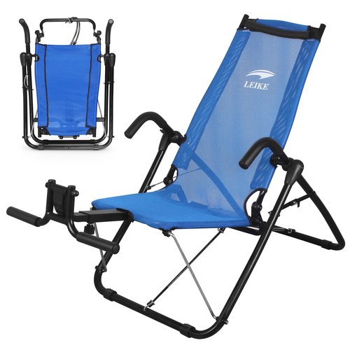 Leikefitness Ab Exercise Chair Core Strengthening Lightweight Foldable Sport Abdominal Exerciser Strength Training Inversion Equipment AB3900(Blue)