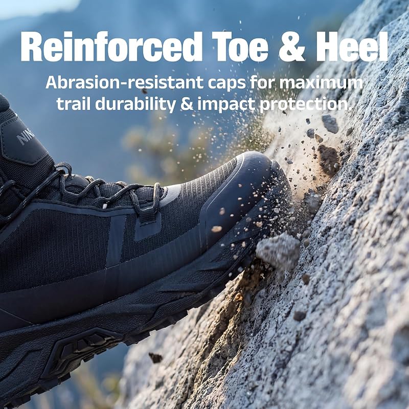 Men's Waterproof Hiking Boots - Lightweight Outdoor Shoes in Black