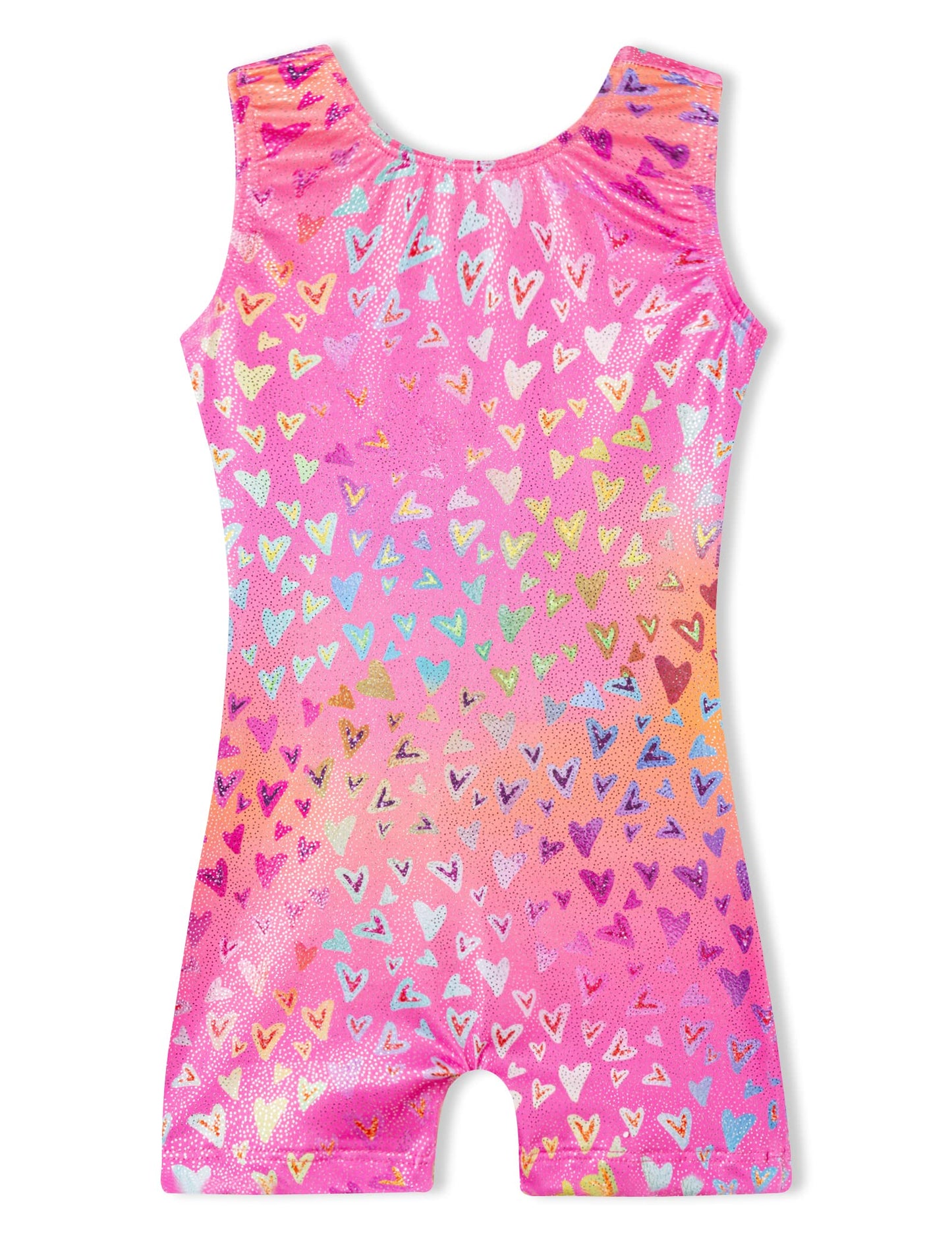 Domusgo Girls Leotards for Gymnastics 2t 3t Sparkly Nenon Pink Love Hearts One Piece Athletic Outfits
