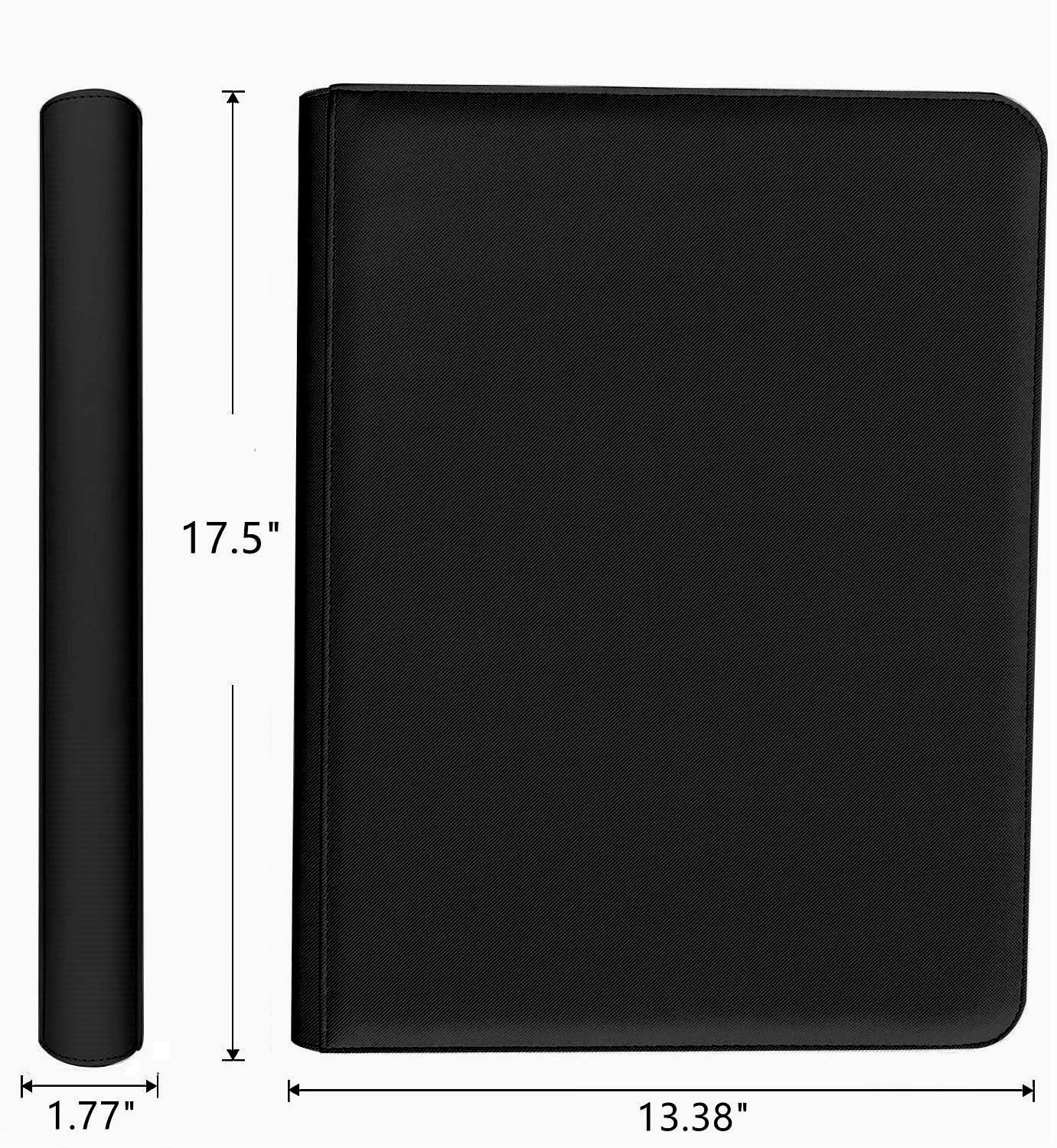 16 Pocket Card Binder, 1000+ Premium Zip Trading Card Binder, Double Sided Pocket Card Binder Album, Ringless Card Folder for MTG, TCG, Sports Card (Black, 16Pockets)
