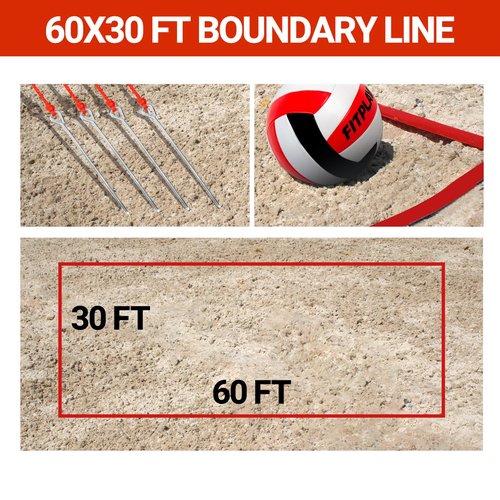 FITPLAY Professional Volleyball Net Set with Anti-Sag System,3 Height Adjustable Steel Poles,PU Volleyball,Pump,Boundary Line and Waterproof CarryBag for Outdoor,Backyard,Beach