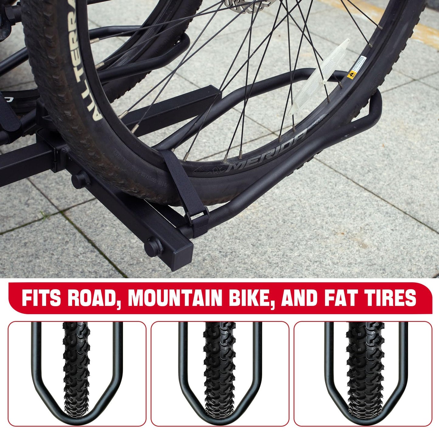 Platform Bike Rack Hitch Mount for 2 Bikes - Foldable Ebike Rack Fit Fat Tire Up to 200 lbs - Bicycle Car Racks for SUV, Truck, RV, Electric Bike Carrier for Tow Trailer with 2 Inch Receiver