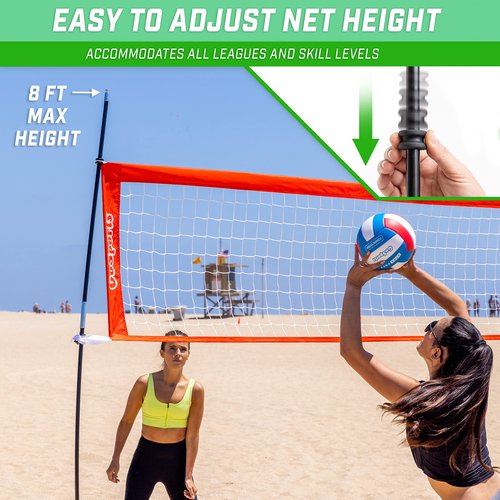 GoSports Freestanding Volleyball Training Net for Indoor or Outdoor Use - Instant Setup and Height Adjustable - 12 ft or 20 ft Sizes