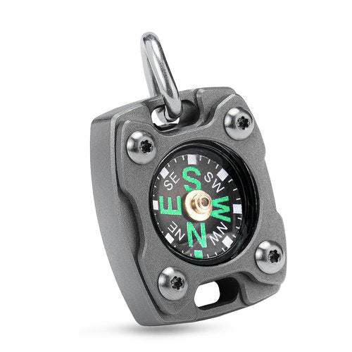 Mecarmy Mini Compass Titanium/Brass, Pocket Compass Hiking Survival, Small Waterproof Ipx5 Hiking Compass Keychain, Special Compass Necklace, Survival Hiking Gear Graduation Present for Women Men