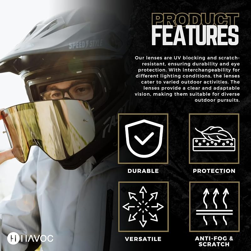 Havoc Racing Infinity Lenses - Smoke Dual Pane Magnetic Replacement Lenses for Goggles