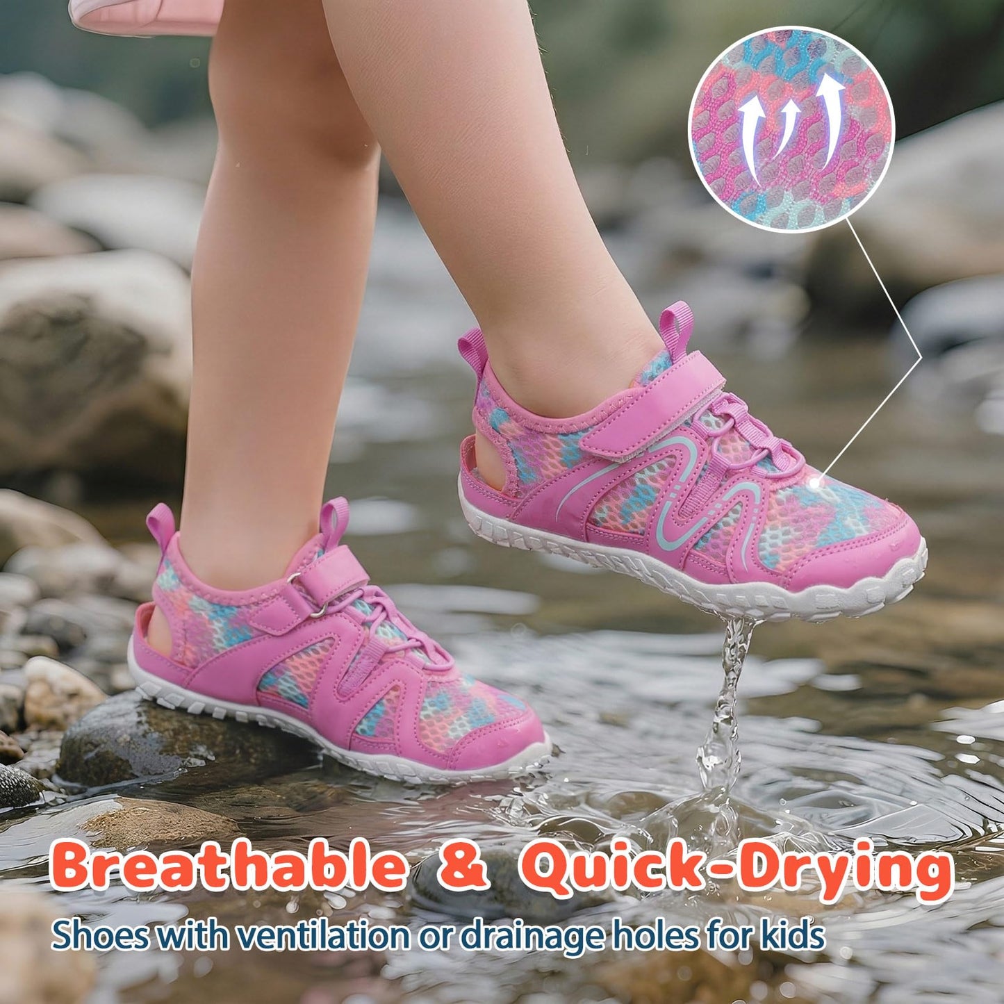 LeIsfIt Kids Sandals Boys Girls Wide Sandals Non-slip Toddler Water Sandal Shoes Lightweight Barefoot Summer Shoes for Beach Swim Hiking, Purple, 13 Little Kid