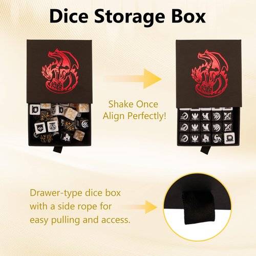 Extalas MTG dice Set with counters for Final Fantasy MTG - 50 dice Including keyword, +1 to +6, and -1 to -6 counters - Comes with Storage Box and Pouch (Pattern Version)
