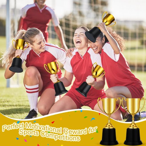 Ecation 9 Inch Gold Trophy Award Gold Award Cup Employee Coworker Appreciation Gifts Golden Plastic Trophy for Thank You Teacher Nurse Volunteer Men Women Rewards Party(3 Pcs)