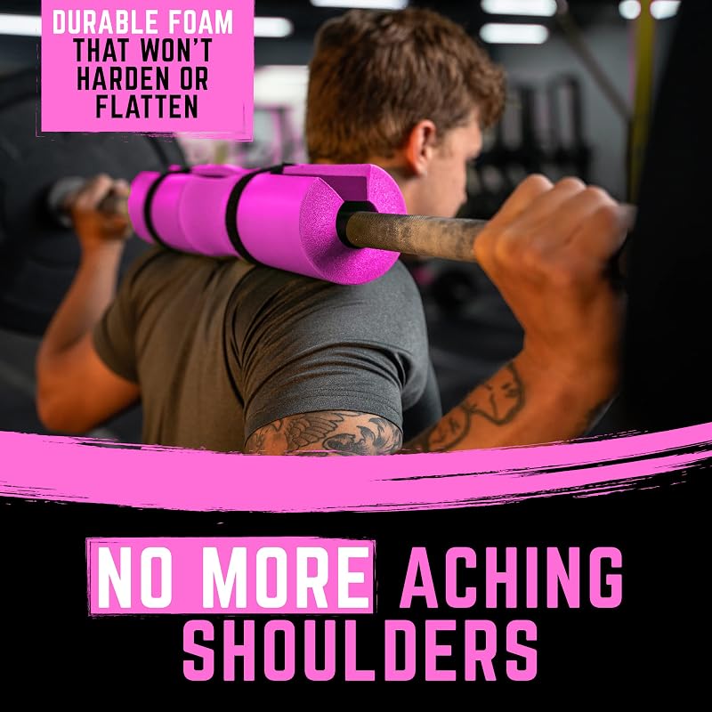Gradient Fitness Barbell Pad with Pink Straps – Non-Slip Hip Thrust Cushion for Squats & Glutes