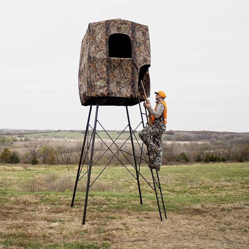 MUDDY Steel 7' Tall Quad Pod Hunting Blind Cover w/ 4 Zippered Windows (Stand Not Included) - Portable Camouflage Shelter and Gear - Deer Hunting Equipment and Accessories