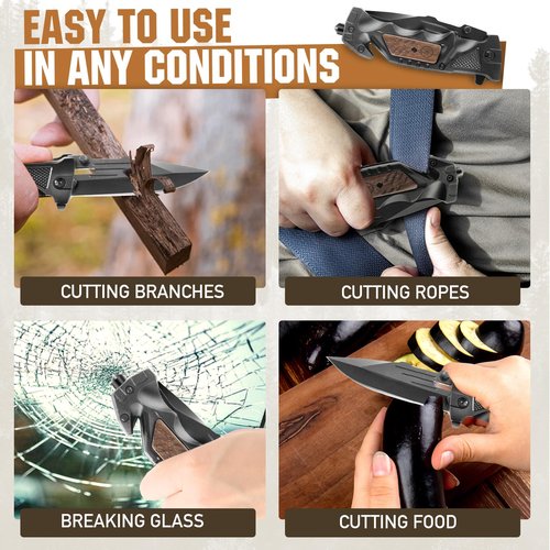 SRISE Pocket Knife for Men Folding Tactical Knives Ideal Work Survival Camping Hunting Hiking and EDC- Birthday Gifts for Men & Women