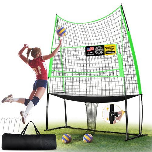 Shopsource Volleyball Training Equipment, Height Freely Adjustable Practice Net System for Spike Hitting Serving, Portable Volleyball Net for Backyard Indoor Outdoor Use