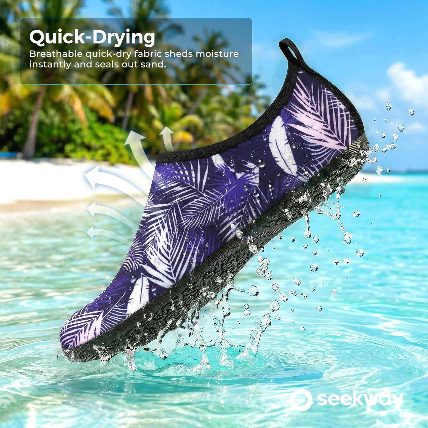 SEEKWAY Water Shoes Women Men Adult Quick-Dry Aqua Socks Barefoot Non Slip for Beach Swim River Pool Lake surf Black SK002(U)