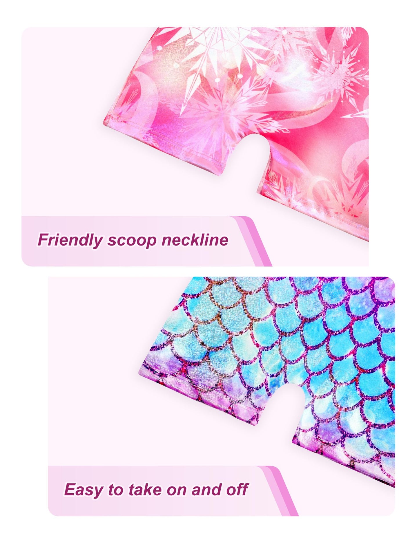 Snowheart Gymnastics Leotards for Girls Size 7-8Y Fish Scale Snowflake