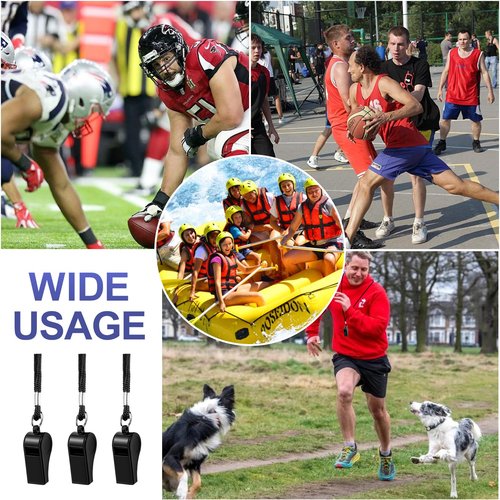 Yihurlm 48 Pack Plastic Whistles,Coach Whistle with Lanyard,Black Sports Whistle Referee Whistle,Loud Crisp Sound Whistles Bulk for Coaches Referees Emergency Soccer Training (Black)