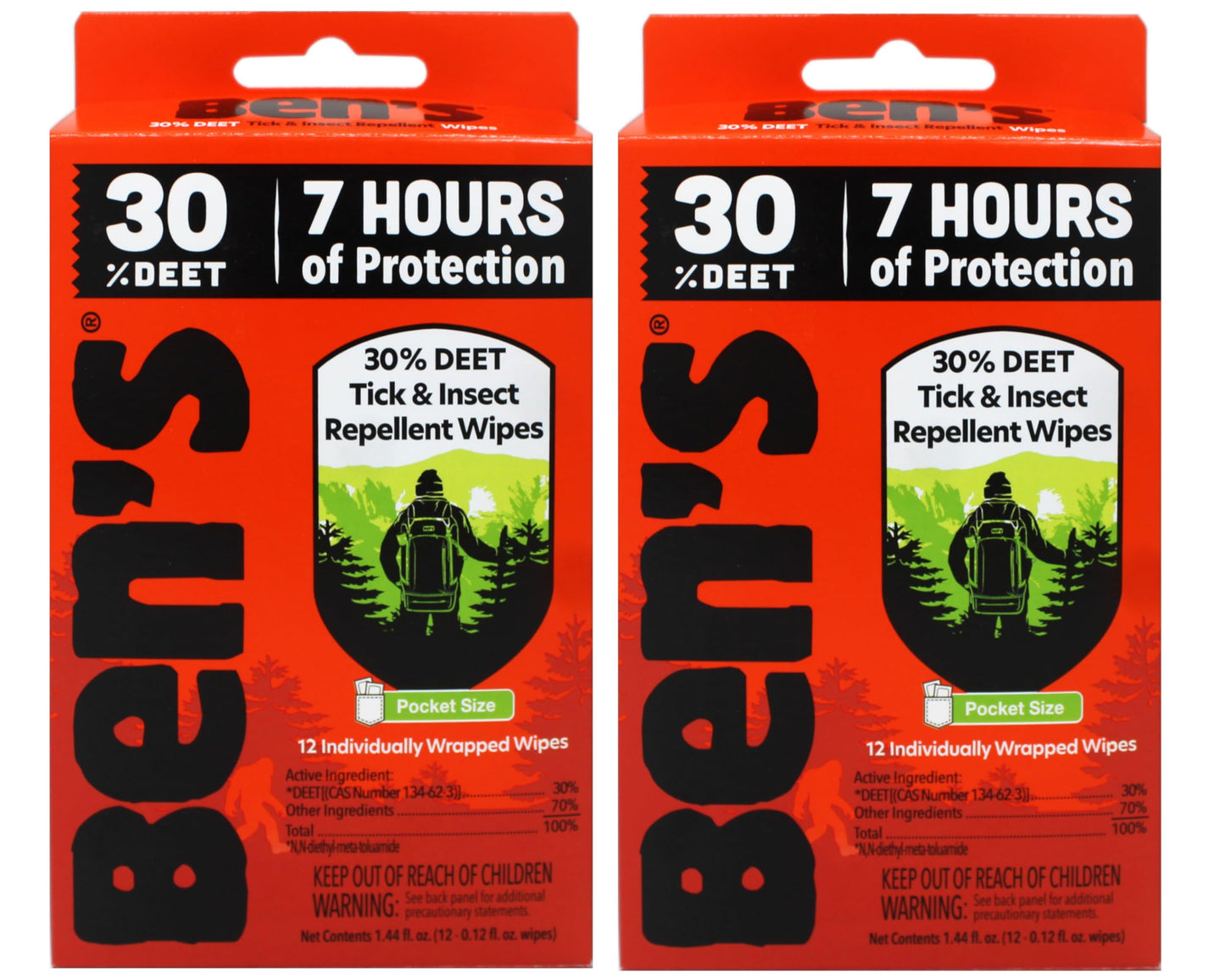 Ben's 30 Deet Mosquito Tick Insect & Bug Repellent Field Wipes - 24 Pack