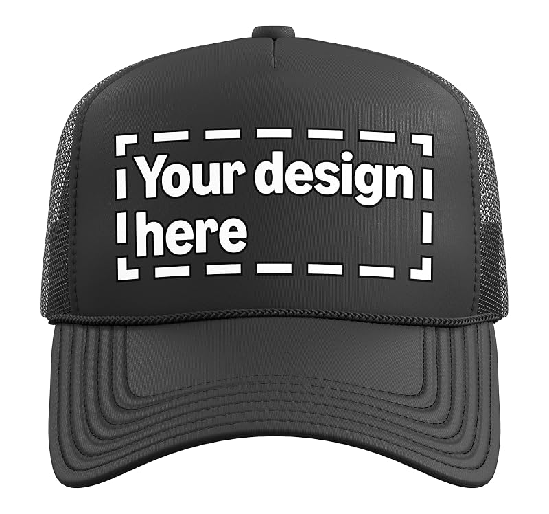 Custom Trucker Hat with Adjustable Mesh Back - Black, One Size