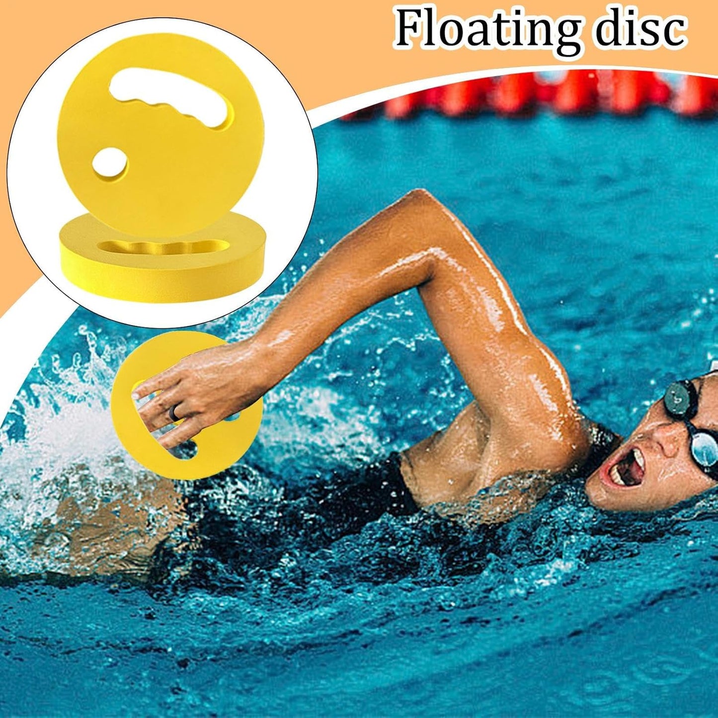 18x3 Cm 2 Pieces Water Exercise Discs EVA Floating Aqua Training Disc Pool Workouts Aid with Ergonomic Grip for Adults Swimming Beginners Teens Women Boys Men