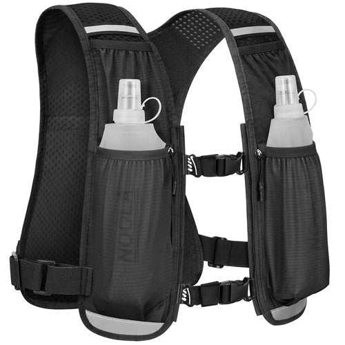 NOOLA Running Vest with Dual 500ml Soft Flask, Lightweight Hydration Vest for Women Men, Water Backpack with Adjustable Straps, Running Hydration Pack for Trail Marathon Race Jogging Cycling, Black