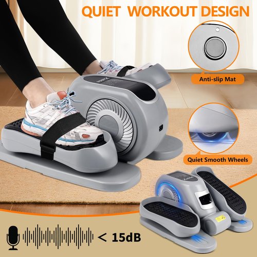 Zakle Under Desk Elliptical Machine, Electric Elliptical Training Machine for Seniors w/Remote Control, 12 Speed Levels, Manual & Auto Mode, Quiet Seated Pedal Exerciser for Home Office (Gray)