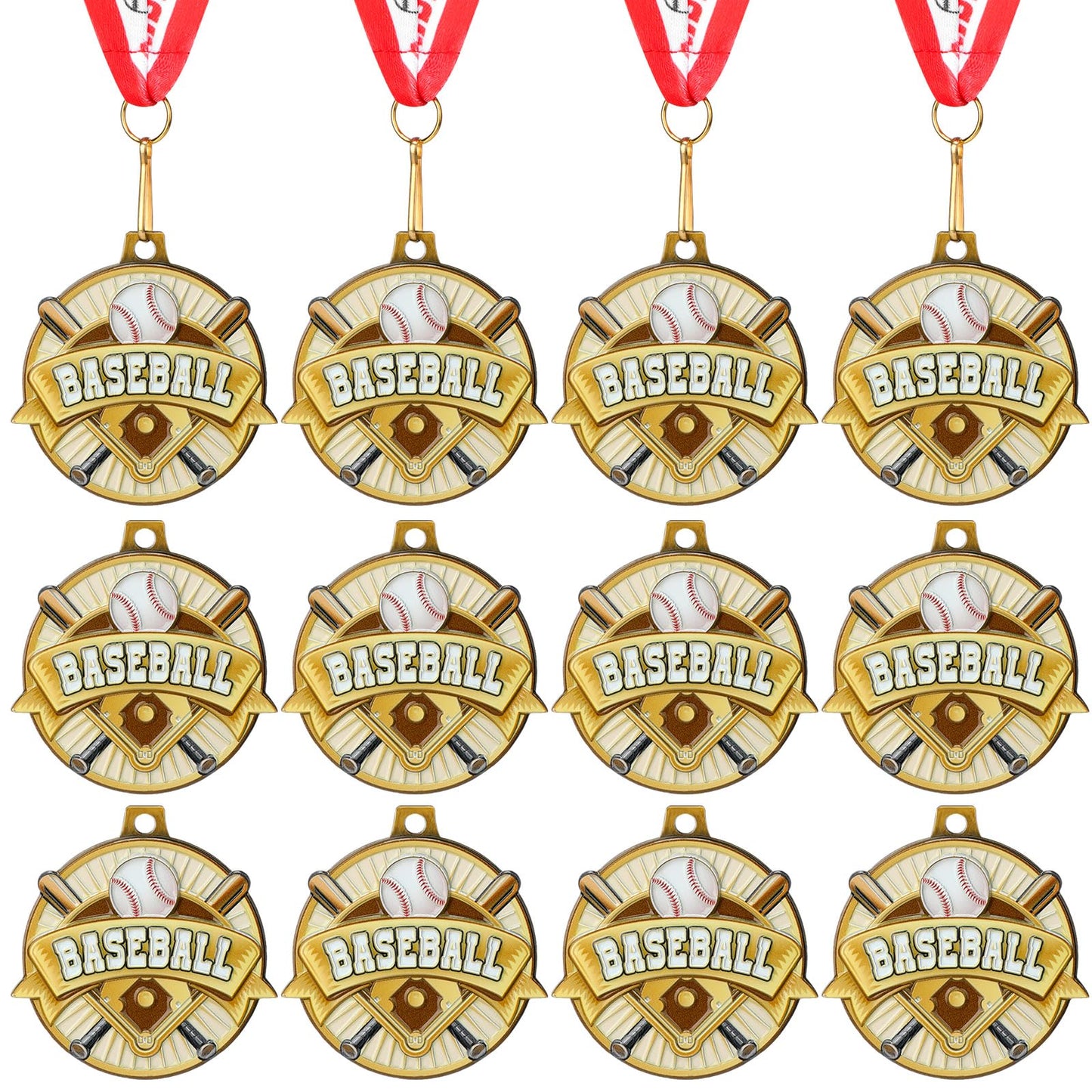 Ecation 24 Pcs Volleyball Medals 2 Inch Tee-Ball Team Awards Baseball Metal Medals Gold Volleyball Medal Football Basketball Soccer Sports Award with Neck Ribbon