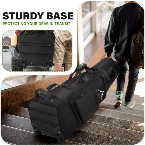 UNIHIMAL Golf Travel Bag with Hard Case Top, 1680D Heavy Duty Oxford Golf Club Travel Bags for Airlines with Wheels Easy to Maneuver