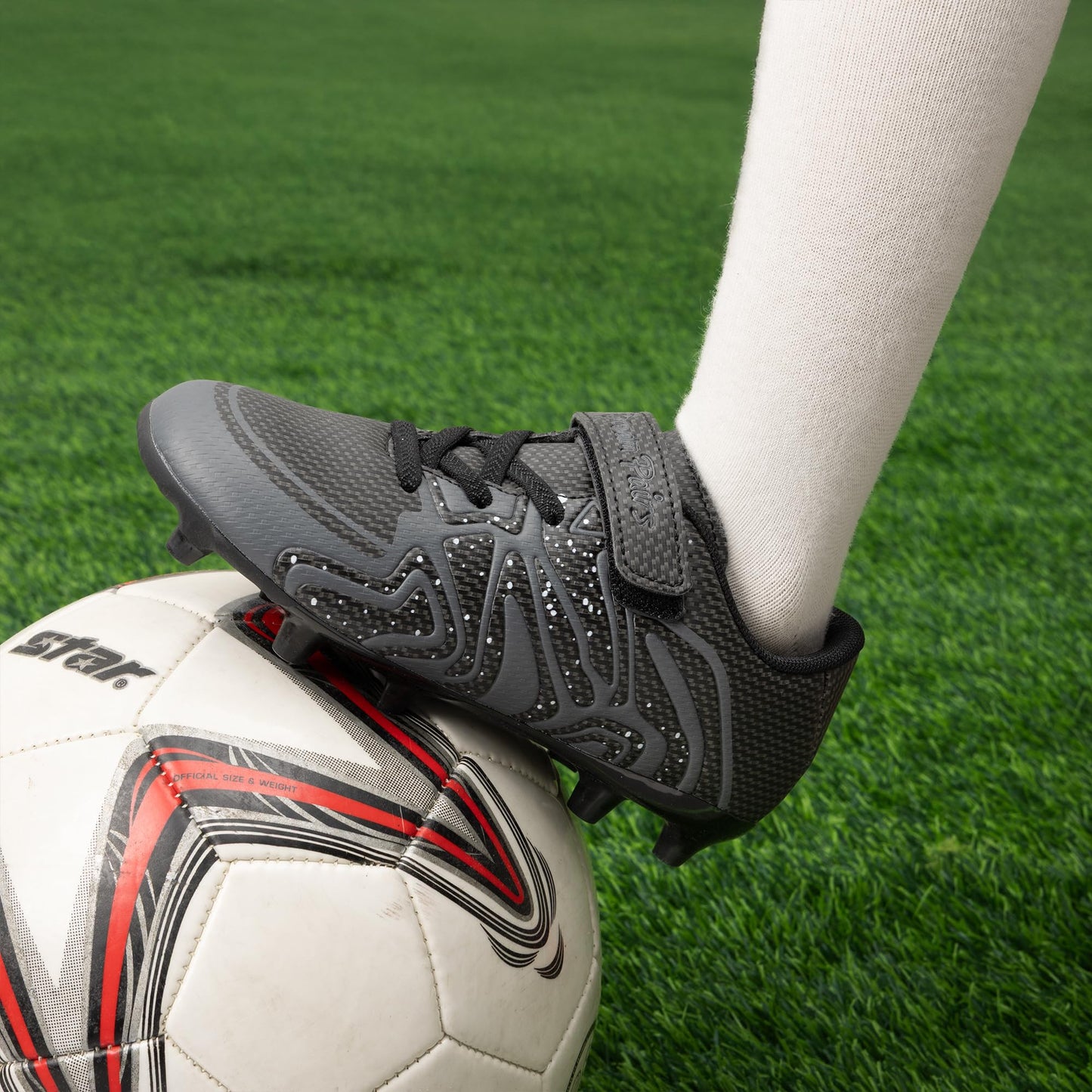 DREAM PAIRS Boys Girls Soccer Cleats Kids Youth Multi Ground Outdoor Football Shoes for Little/Big Kid,Size 13 Little Kid,Black/Dark Grey,SDSO19012K-A