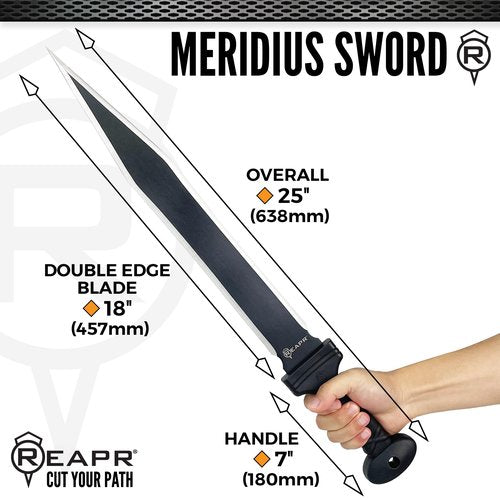 REAPR Meridius 25??Full?‘Tang Double?‘Edged Sword with Nylon Sheath, Black Oxide 420 Stainless Steel