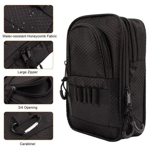 Golf Valuables Pouch & Golfs ball bag organizer with 3 Zippered Pockets,Golf Accessories for Men,Portable Multi Layer Golfs Storage Bags,Carabiner Clip – Store 12-15 Balls,Male and Female Player Gifts
