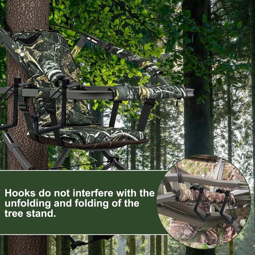 Mofuiry 2 Pack Metal Tree Stand Bow Holder Universal Hunting Bow Holder Treestand Gun Rest Adjustable Bow Hanger Hooks for Treestand Platform Sadle Hunting Gears Accessory