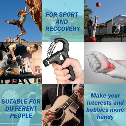 Grip Strength Trainer 1 Pack, Hand Grip Exerciser Strengthener with Adjustable Resistance 11-132 Lbs (5-60kg), Forearm Strengthener, Hand Exerciser for Muscle Building and Injury Recover Black
