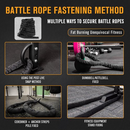 Battle Ropes for Home Gym,Battle Rope 1.5" 30 FT Length,Heavy Exercise Ropes for Workout,for Strength Training Workout Rope,for Workouts Building Muscle Gym Ropes (1.5Inch-30TF)
